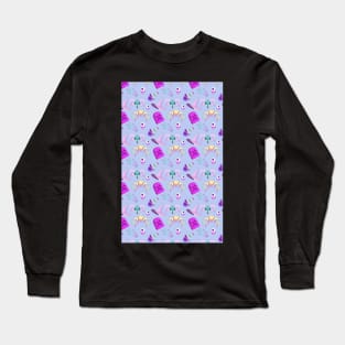 Pastel Goth Occult Pagan Pattern Skull Long Sleeve T-Shirt